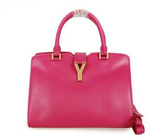 1:1 YSL small cabas chyc calfskin leather bag 8336 rosered - Click Image to Close